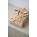 Motif Mağaza *İhraç Fazlası* %100 Pamuk Waffle Pike Unisex Bornoz Kapüşonlu Cepli -Hafif Kusurludur- Bej M