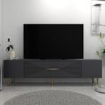 Motif Tv Sehpası Tv Ünitesi Antrasit Altın