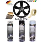 Motip Parlak Siyah Jant Boyama Rötuş Seti Akrilik Sprey Boya + Vernik + Astar 500 Ml