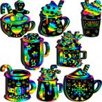 Motipuns 80 adet noel sıcak kakao kazı kazan kartları erkek kız gökkuşağı noel süsleri noel el sanatları kış noel tatil parti malzemeleri ev sınıf DIY aktiviteleri