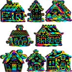 Motipuns 80 adet noel zencefilli ev kazı kazan kartları erkek kız gökkuşağı noel süsleri noel el sanatları kış noel tatil parti malzemeleri ev sınıf DIY aktiviteleri