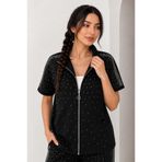 Motiv Serpme Taşlı Yelek/ Pantolon Modal Alt-Üst Takım