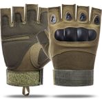 Motiva 511 Model Taktik Combat Motosiklet Bisiklet Outdoor Sport Korumalı Yarım Parmaksız Eldiven - XL - Yeşil