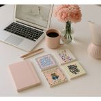 Motivasyon Desenli Taş Bardak Altlığı Seti, 4’lü, Doğal Traverten, Hediye, Sunum - 10 x 10 cm