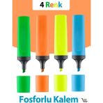 Motivasyon Fosforlu Kalem Setli 4 Renk Sarı-Mavi-Turuncu-Yeşil Kullanım Kolaylığı