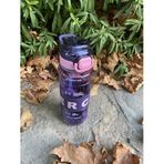 Motivasyon Matarası Şeffaf 800ml Suluk Su Şişesi Spor Matarası BPA İçermaz (Askılı) (MOR)