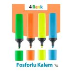 Motivasyon Yayınları Sarı-Mavi-Turuncu-Yeşil Fosforlu Kalem