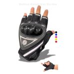 MotivaWorks Siyah Kısa Yarım Parmak Motosiklet Bisiklet Eldiveni MW120S