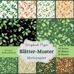 Motivpapier Blätter-Muster – Scrapbook Papier Kollektion: Bastelpapier im quadratischen Format 21,59 x 21,59 cm umfasst 10 unterschiedliche Designs, ... (20 Blätter). Die Rückseiten sind einfarbig