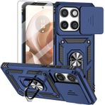 Moto Edge 2025 için Kılıf, Slayt Kamera Kapaklı HD Ekran Koruyucu [Askeri Sınıf 16 ft.Drop Test] Manyetik Halka Destek Çubuğu Koruyucu Telefon Kılıfı, Moto Edge 2025 için, Mavi