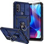 Moto G Play 2023 için SMKY Kılıf, Moto G Pure Telefon Kılıfı, Ekran Koruyucuları ve Kamera Kapağı ile, [Askeri Sınıf] 5 m. Moto G Play 2023 için Manyetik Dayanaklı Düşme Test Edilmiş Kapak, Mavi