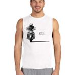 Moto Gölgesi Beyaz Kesik Kol | Kolsuz Erkek Tshirt | Atlet - XL