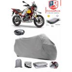 Moto GUZZIV85 Tt Branda Gri Arka Çanta Uyumlu(Topcase) Motosiket Brandası Motor Örtüsü Çadır Su Geçirmez Motosiklet Kılıfı Motor Brandası,lastikli,taşıma Torbalı