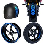 Moto Rider 4'lü Sticker Seti Azur Mavi İç Dış Jant Şeridi Kask ve Çamurluk Çınar Extreme