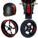 Moto Rider 4'lü Sticker Seti Bayrak Kırmızı İç Dış Jant Şeridi Kask ve Çamurluk Çınar Extreme