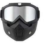 Motoanl Cross Uyumlu Motosiklet Bisiklet Açık Kask Maskesi Süngerli Bant Lastikli Jet Maske Ayna Camlı