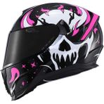 Motoanl Motosiklet Double ve Güneş Vizörlü Full Face Kask Ce Motor Kaskı Skull - Renkli