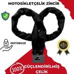 Motobros Motosiklet MT-458 Güçlendirilmiş Kalın Çelik Zincir + Çelik Kilit Full Koruma 1,5 Metre