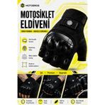 Motobros MW130S SİYAH Parmaksız Motosiklet Eldiveni Yazlık Yarım Motorcu Eldiveni Kaydırmaz Tutuculu CE EN-13594 Sertifikalı