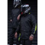Motobros Reflektörlü Özel Kesim 0,45MM Kalın Yağmurluk Takım Su Geçirmez Pvc Çadır Kumaşı Motor Ekstra Kalın - Siyah