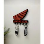 MotoGarage Honda Logolu Motosiklet Duvar Anahtarlığı - 3D 5 Askılı Dekoratif Motorcu Askısı - 15 cm