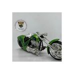 MotoGarage Koleksiyonu: Iron Choppers Yeşil Alev Desenli 1:18 Diecast Custom Motosiklet Model – Lisanslı Metal Maket Oyuncak