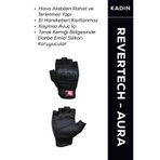MOTOKIT Revertech Aura Siyah / Yarım Parmak - Kaymaz Avuç İçi Kadın Motosiklet Eldiveni