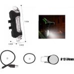 Motolinas Bisiklet Işığı LED Stop Arka Ikaz Işık Lamba USB Şarjlı 4 Mod Beyaz