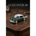 Motor Max 1:24 1957 Chevy Bel Air Yeşil Die-Cast Metal Klasik Model Araba Lisanslı