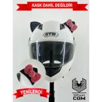 Motor & Motosiklet Pembe Fiyonklu Siyah Kedi Kulak Kask Dış Aksesuarı - 1 - 0 - Siyah