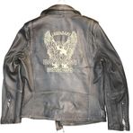 Motorcu Eskitilmiş Deri Motosiklet Montu, Siyah, Astarlı, Kemerli, Biker Tarz (Siyah, XL)
