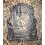 Motorcu Motosiklet Deri Yelek, Eskitme Model, Koyun Derisi, Fermuarlı (Siyah-Eskitme, 4XL)