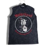 Motörhead Baskılı Yıkamalı Kolsuz Tişört, Unisex Rock Band Temalı Sıfır Kol Retro Atlet - Siyah - 3XL