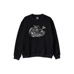 Motorlu Bayrak Tasarımlı Biker Siyah Bisiklet Yaka Sweatshirt