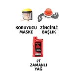 Motorlu Tırpan Seti Koruyucu Maske-Zincirli Canavar Başlık-Yağ