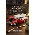 Motormax 1:24 1955 Chevy Bel Air Diecast Metal Model Araba Kırmızı Beyaz Vitrin