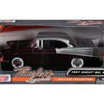 Motormax 1957 Chevy Bel Air Burgundy Metallic And Silver Metallic "Timeless Legends" Series 1/24 Model Araba