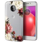 Motorola Moto E4 Kılıf, Moto E 4. Nesil Çiçekli Kılıf, Ueokeird Şeffaf Yumuşak Esnek TPU Suluboya Çiçekler Çiçek Baskılı Darbeye Dayanıklı Koruyucu Arka Kapak Moto E4 için (Çiçek Desenli)