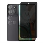 Motorola Moto G75 için zırhlı cam için görüntü koruma folyosu, gözetleme önleyici gizlilik filmi, kamera korumalı, zırhlı koruma camı [1 + 2 adet], 9H sertlik, gözetleme önleyici folyo, Motorola Moto