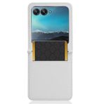 Motorola Razr 40 Ultra Kılıf, Eşkenar Dörtgen Cep Telefonu Kılıfı, Motorola Razr 40 Ultra için Kickstand ve Deri Kredi Kartı Kılıfı ile Klasik Premium (Beyaz)