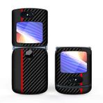 Motorola Razr 5G Cep Telefonu Aksesuarlarına Uygun İnce PU Deri Telefon Kılıfı, Darbeye Dayanıklı Her Şey Dahil Katlanır Koruyucu Arka Kapak (Kırmızı Çizgili)