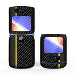 Motorola Razr 5G Cep Telefonu Aksesuarlarına Uygun İnce PU Deri Telefon Kılıfı, Darbeye Dayanıklı Her Şey Dahil Katlanır Koruyucu Arka Kapak (Sarı Çizgili)