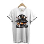 Motorsiklet Tişörtü Katana Motor Kurt ve Motorcu Baskılı Regular Fit %100 Pamuk T-Shirt - 2XL - Beyaz