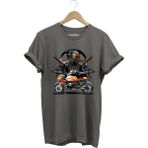 Motorsiklet Tişörtü Katana Motor Kurt ve Motorcu Baskılı Regular Fit %100 Pamuk T-Shirt - XL - Antrasit