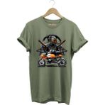 Motorsiklet Tişörtü Katana Motor Kurt ve Motorcu Baskılı Regular Fit %100 Pamuk T-Shirt - XL - Haki