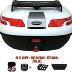 Motosiklet Arka Çanta 45 Litre Sırt Dayama ve Üst Tabla Full Set Beyaz