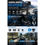 Motosiklet Bisiklet Gidon Kamera Montaj Metal Kelepçesi 360° Döner Metal Tutucu