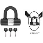 Motosiklet Zincir Kilitleme U Tipi 3 Anahtarlı Kilit 16mm