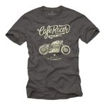 Motosikletçiler İçin Hediyeler - Erkekler İçin Sözlü Motosiklet Tişörtü - Vintage Biker Motif Gri XL