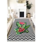 Motto Hali Floral Cotton Şönil Kaymaz Tabanlı Yıkanabilir Antibakteriyel Dijital Baskı Halı Yolluk, FL-2032A-CTN-80X300